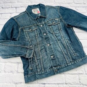 Decibel Mens XL Denim Jacket Faded Black Trucker Style Casual